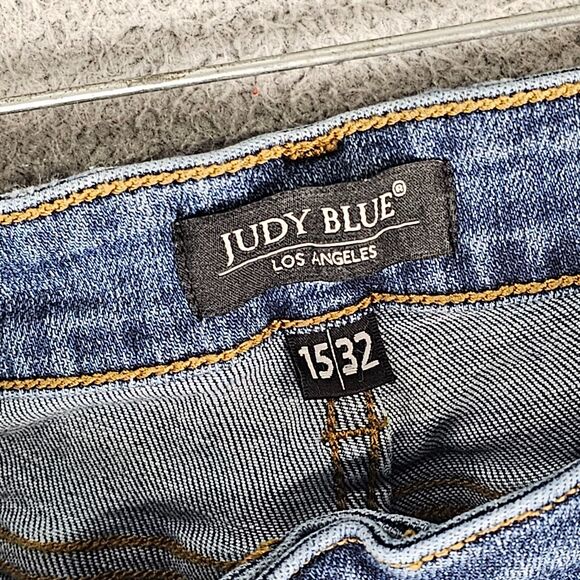 Judy Blue Buffalo Plaid Patch Skinny Jeans Ripped Distressed 15/32 Stretch Denim - Picture 8 of 11